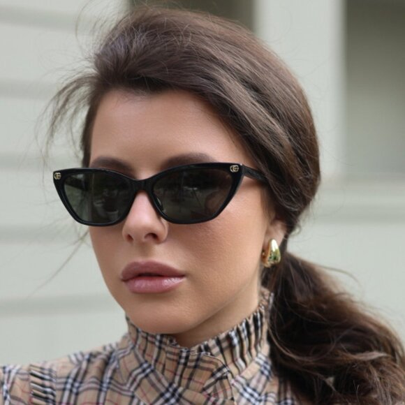 NEW GUCCI GG1815S 001 CAT EYE BLACK WOMEN SUNGLASSES GUCCI - Picture 1 of 11